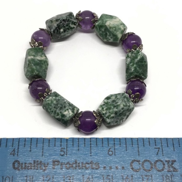 Tree jasper and amethyst bracelet - Picture 2 of 2